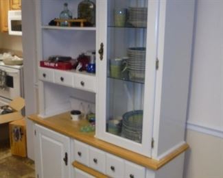 White 2 piece hutch