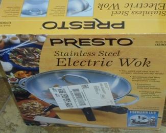 Presto stainless steel electric wok in box