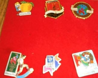 Collection 1996 Olympic pins in wood case