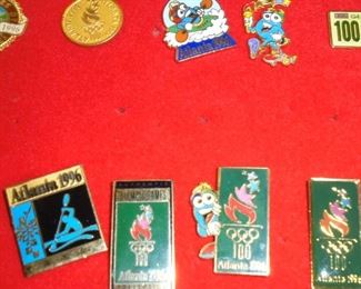 Collection 1996 Olympic pins in wood case