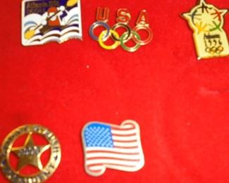 Collection 1996 Olympic pins in wood case