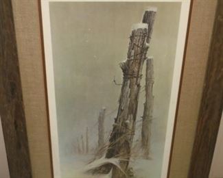 Barnwood frame matted picture 'Winter Refuse' Ben Hampton  #499/1500  signed