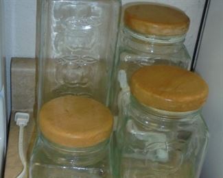 4 matching glass canister set