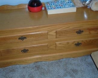 Blond solid wood toy chest