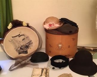 Lots of old hats and ladies accessories