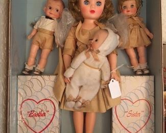 Mint in box vintage mother and children dolls