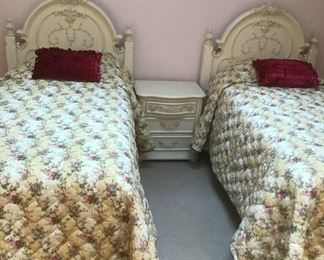 French Provincial Style Bed and Nightstand