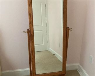 Full Length Stained Oak Swing Mirror