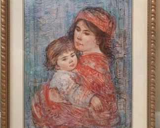 Helene and Children Print by Edna Hibel