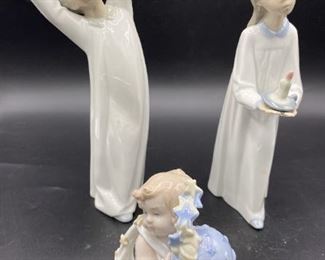 Lladro Yawning Boy, Girl with Candle, And A New Beginning Baby