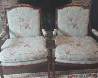 Louis XVI Style Upholstered Armchairs