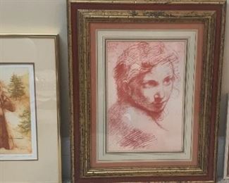 Reproductions Of The Skier, Girl With Dove, And An Unknown Drawing