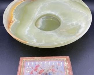 Stone Bowl And Lidded Box