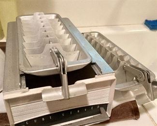 Vintage ice trays and bin