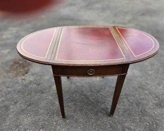 Vintage Leather Drop Side Table