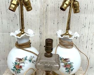 3 Vintage Handpainted Lamps