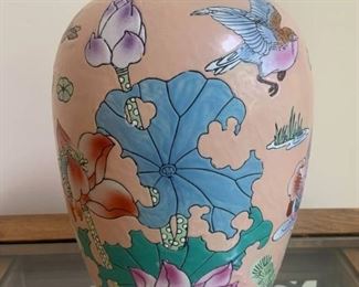 Large Chinoiserie Porcelain Ginger Jar with Lid