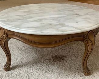 Marble Top Walnut Coffee Table