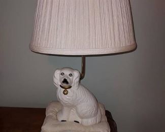 rare Antique Staffordshire King Charles Dog on Pillow Lamp