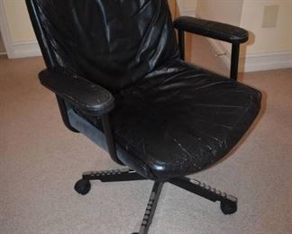 Vintage Black Leather Office Chair