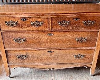 ANTIQUE OAK DRESSER WITH ORNATE CARVED MIRROR...MIRROR NEXT PHOTO