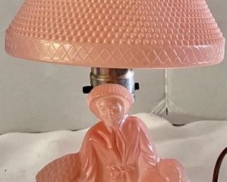 FIGURAL ART DECO GLASS BOUDOIR LAMP - ASIAN FIGURE