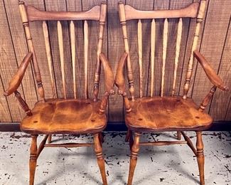 PAIR MAPLE CUSHMAN ARM / CAPTAIN CHAIRS