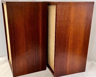 SIDE VIEW OF SPEAKERS...TEAK OR WALNUT