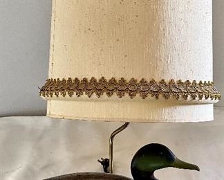 VINTAGE CORK BODY MALLARD DUCK DECOY LAMP