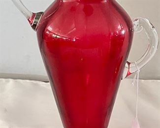 LARGE CRANBERRY DOUBLE HANDLED VASE 