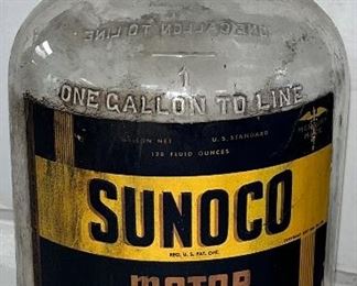 VINTAGE SUNOCO MOTOR OIL ADVERTISING GLASS JAR  