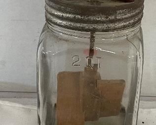 2 QUART DAZEY GLASS BUTTER CHURN 