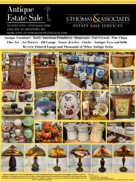 Part six of this massive estate features a new selection of high-quality antiques. This sale includes many items from the estates private collection, don't miss this sale! All items photographed are included in this sale. 