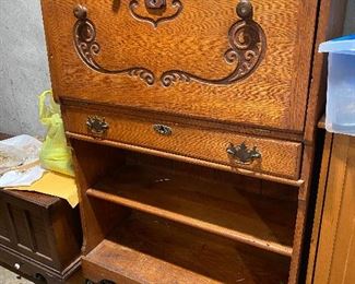 DESK/SHELVES MADE BY CLIENT'S GRANDFATHER FROM VARIOUS PIECES OF FURNITURE.