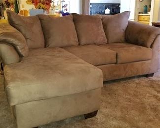 🐶Tan couch w/ chaise $75 Fri and Sat 
