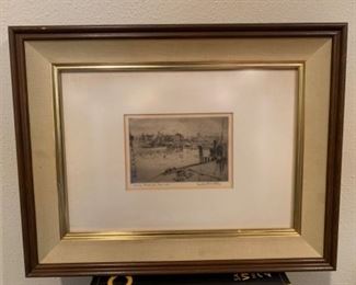 Gustav Goetsch Artist "On the Harlem River" Etching