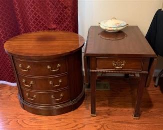 Oval Side Table and Drop Leaf Table