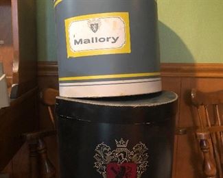 Vintage hats are scattered around the house.