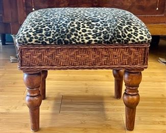 Leopard and rattan stool- $25