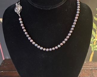 Charcoal amethyst pearls with sterling clasp- hand made in Louisville, KY- $120