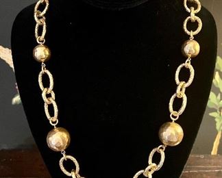 B Italy Hammered Brass Links and Beads- Italian chic chain- $40