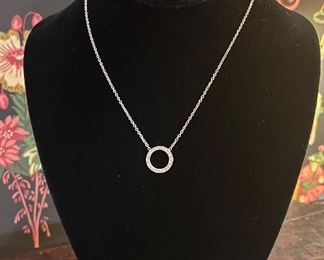 Sterling Circle Pendant on Sterling Chain w/ small cz's- $