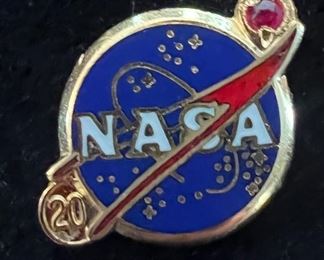 NASA 20 Years of Service Pin with lab created ruby- $35
