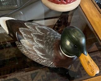 Hand carved wooden duck signed by artist