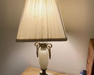Pair of Alabaster and gold tone petite lamps  $100.00