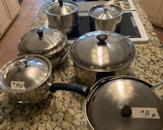 Entire set of pots and pans  Carlton Commercial grade from Mid Century  look like new   $  220 for all