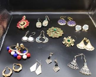 Collection of Vintage Earrings and Pins