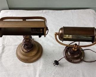 2 Antique Brass Desk Lamps