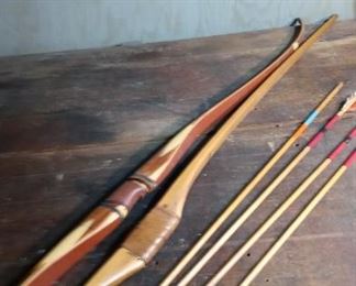 2 Ben Pearson Wood Bows and 4 Arrows