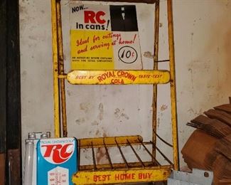 Royal Crown Cola Display Shelf, thermometer, cardboard sign, and more!